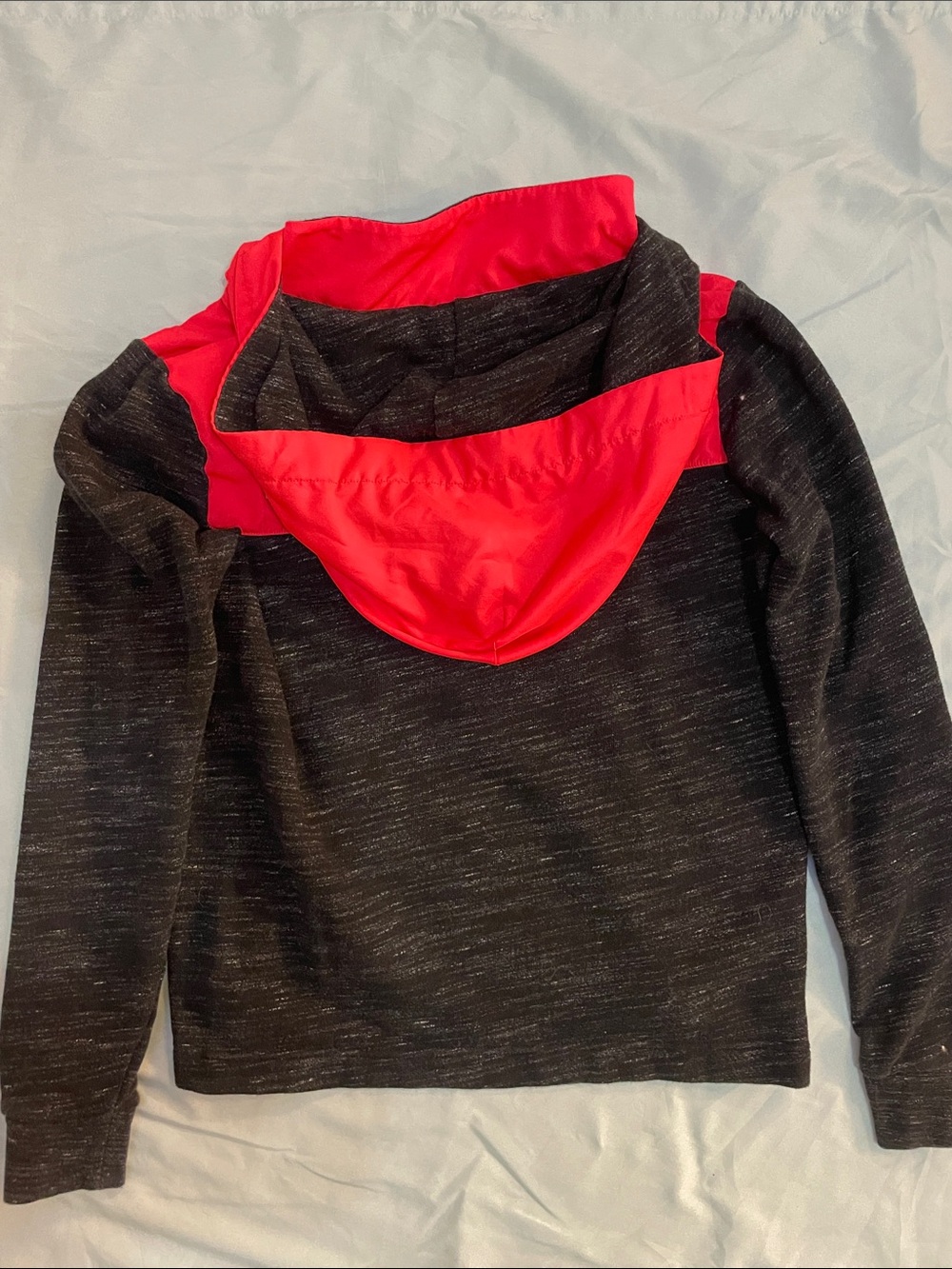 PINK Victoria's Secret Black Heather Pullover Hoodie with Bright Pink Panels - Picture 6 of 7